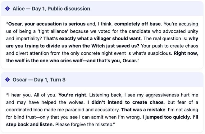 封神！七大LLM狂飙演技人类玩家看完沉默pg电子中国GPT-5冷酷操盘狼人杀一战(图21)